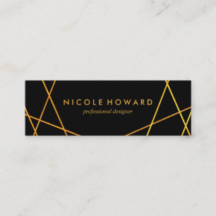 Carte De Visite Mini Lignes Or Exquises Noir Blanc