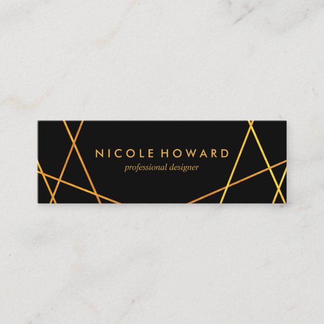 Carte De Visite Mini Lignes Or Exquises Noir Blanc (Devant)