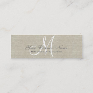 Carte De Visite Mini Linge beige Gris Simple simple Monogramme clair