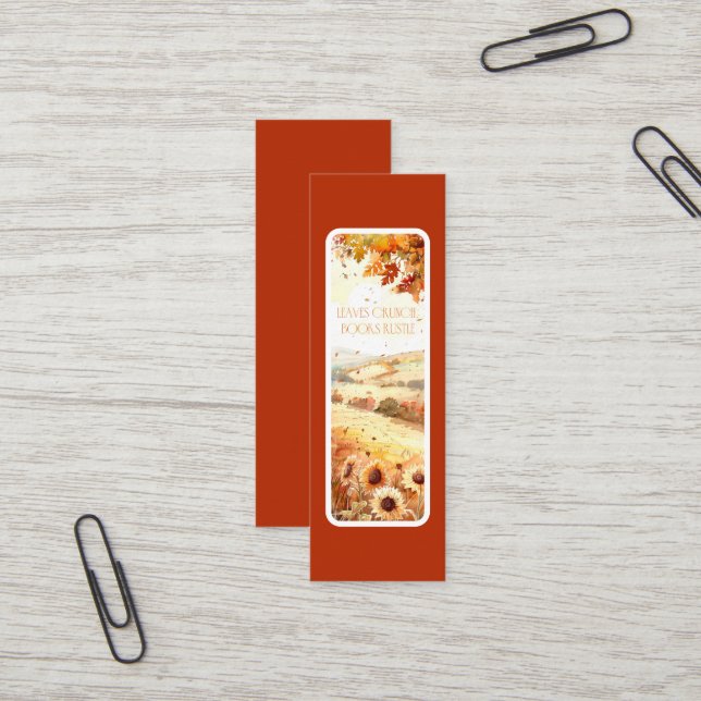 Carte De Visite Mini Livres feuille Crunch Rustle - Signet Card (Devant/Arrière en situation)