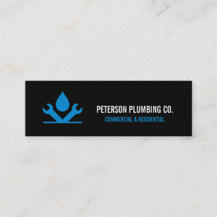 Carte De Visite Mini Logo de plomberie professionnelle avec goutte et o