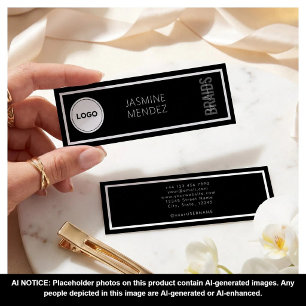 Carte De Visite Mini Logo de salon de tressage mini slim noir pour tres