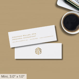 Carte De Visite Mini Logo en or blanc simple