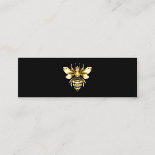 Carte De Visite Mini Logo Faux Gold Foil Bee Polygonal sur Noir