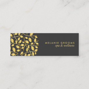 Carte De Visite Mini Logo Gold feuilles  yoga massage spa bien-être