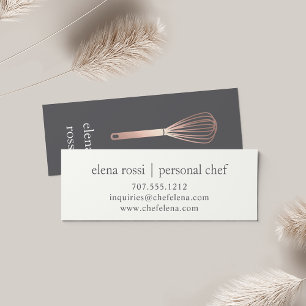Carte De Visite Mini Logo rose Gold Whisk   Boulangerie de cuisine chef