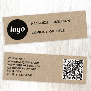 Carte De Visite Mini Logo Simple et Code QR Kraft
