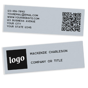 Carte De Visite Mini Logo simple et code QR Poudre bleu