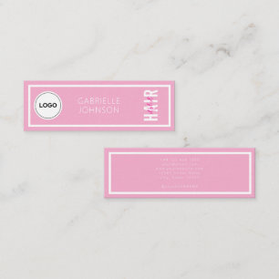 Carte De Visite Mini Logo Simple Moderne Rose Pâle Coiffeur Blanc