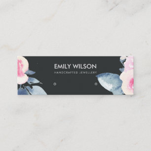 CARTE DE VISITE MINI LOGO SUR L'ÉTUDE FLORALE BLEU BLEU BLEU NOIR