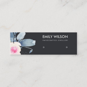 CARTE DE VISITE MINI LOGO SUR L'ÉTUDE FLORALE BLEU BLEU BLEU NOIR