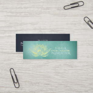 Carte De Visite Mini Lotus or brillant et instructeur de yoga Grunge Tu
