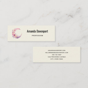 Carte De Visite Mini Lune rose Croissant avec de jolies fleurs
