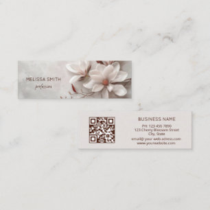 Carte De Visite Mini Magnolia 3D Blanc Élégant