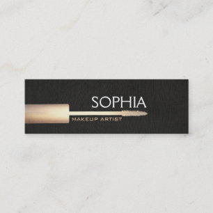 Carte De Visite Mini Maquillage Artiste Gold Mascara Sur Faux Black Lin