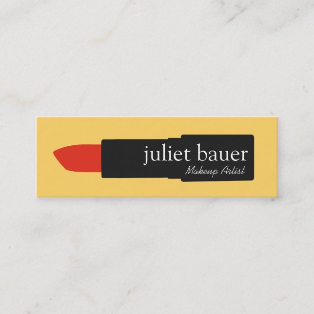 Carte De Visite Mini Maquillage Artiste Gras Jaune Lipstick Beauté (Devant)