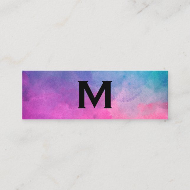 Carte De Visite Mini Maquillage Artiste Texture Aquarelle Monogramme (Devant)