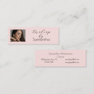 Carte De Visite Mini Maquillage photo écriture noire rose blush