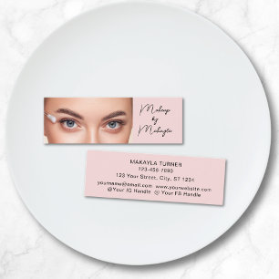 Carte De Visite Mini Maquillage photo écriture noire rose pâle 