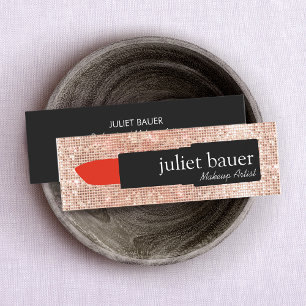 Carte De Visite Mini Maquillage rose Gold Sequin Artiste Lipstick Beaut