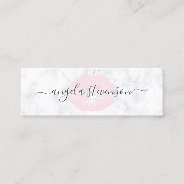 Carte De Visite Mini Maquilleur de marbre blanc de poussin de lèvres (Devant)