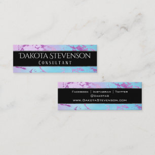 Carte De Visite Mini Marbre chic   Bracelet glam violet et marque bleue