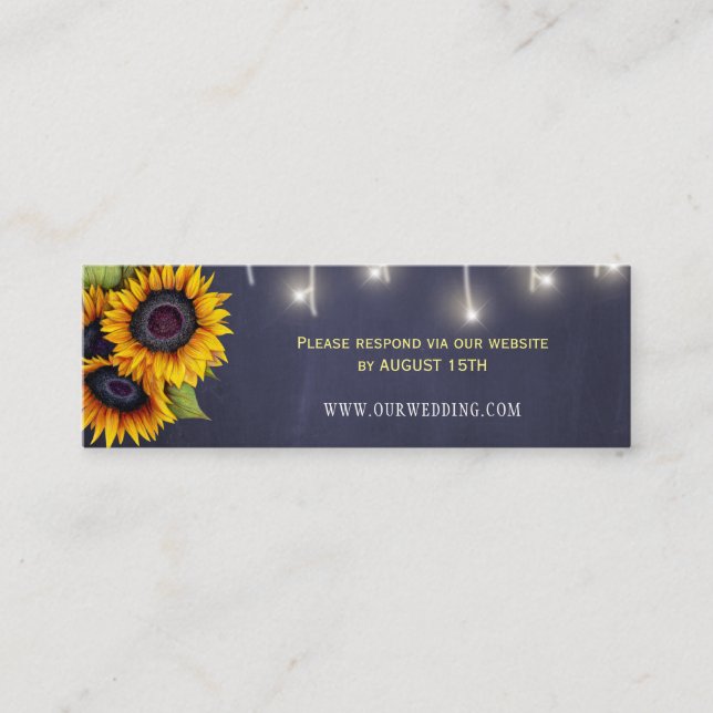 Carte De Visite Mini Mariage de tournesols rustiques RSVP (Devant)