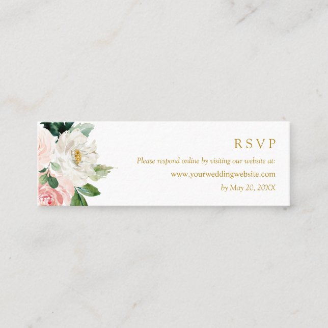 Carte De Visite Mini Mariage moderne Blush Gold RSVP en ligne (Devant)