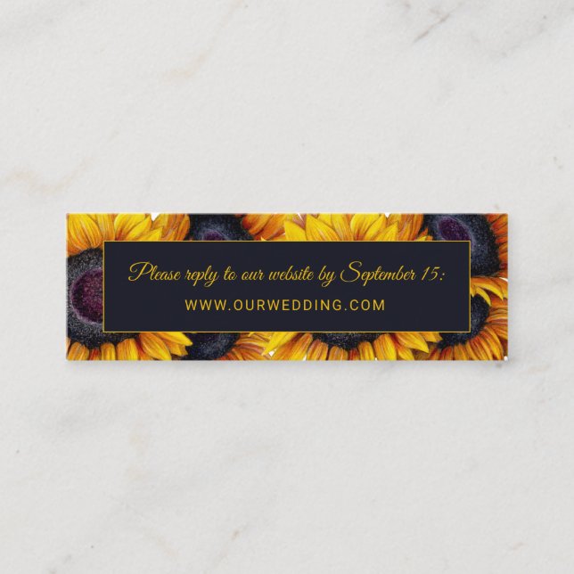 Carte De Visite Mini Mariage tournesol | Marine Gold Website Wedding rs (Devant)
