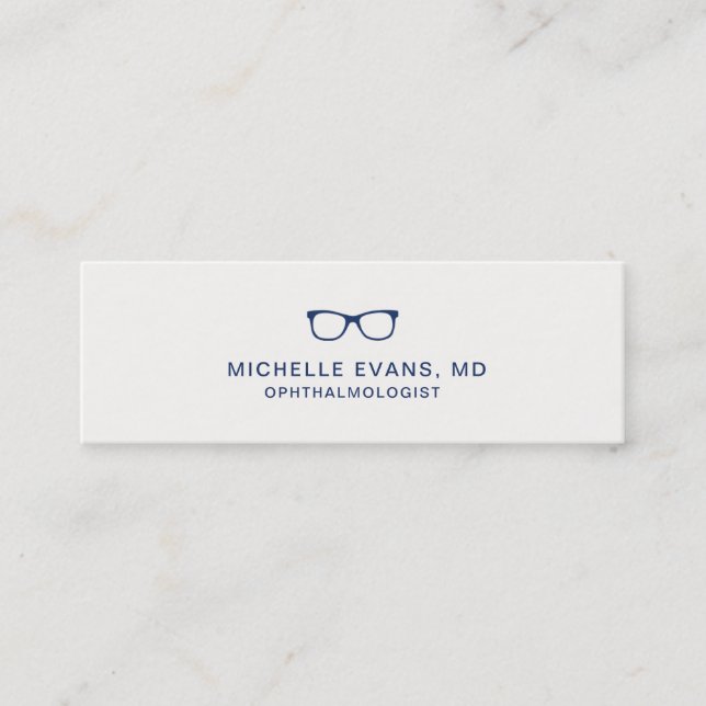 Carte De Visite Mini Marine Blue Eyeglasses Logo Optométriste Simple (Devant)
