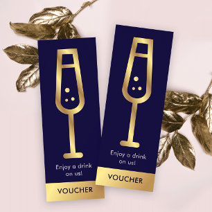 Carte De Visite Mini Marine & Gold Logo Élégant événement gratuit Vouch