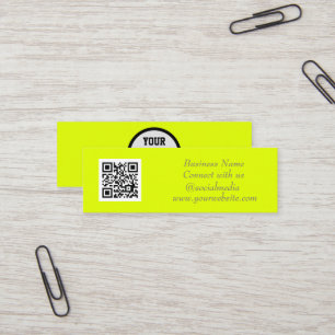 Carte De Visite Mini Médias sociaux QR Code simple Fluorescent Jaune