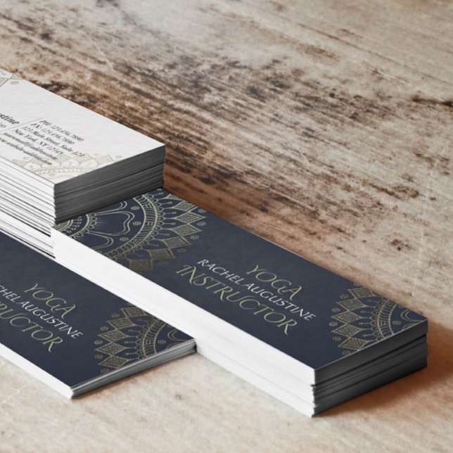 Carte De Visite Mini Méditation Yoga Instructeur Gold Mandala Marine Bl (Créateur téléchargé)