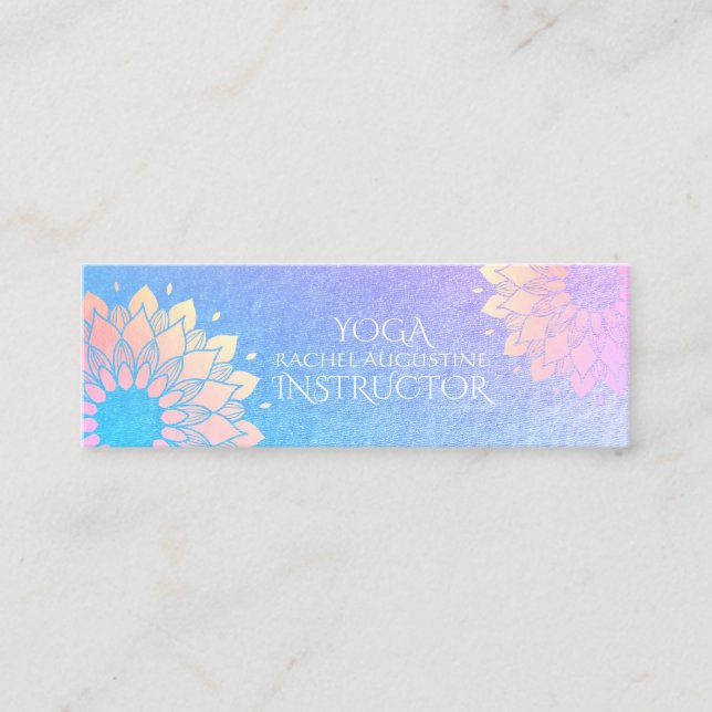 Carte De Visite Mini Méditation Yoga Instructeur Rose Gold Foil Mandala (Devant)