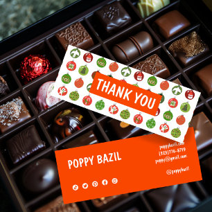 Carte De Visite Mini Merci Commande médias sociaux icônes XMAS Holiday