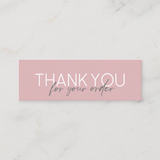 Carte De Visite Mini Merci de script manuscrit simple rose (Devant)