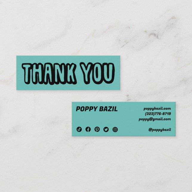 Carte De Visite Mini Merci pour votre commande Médias sociaux Icônes Ch (Devant / Derrière)