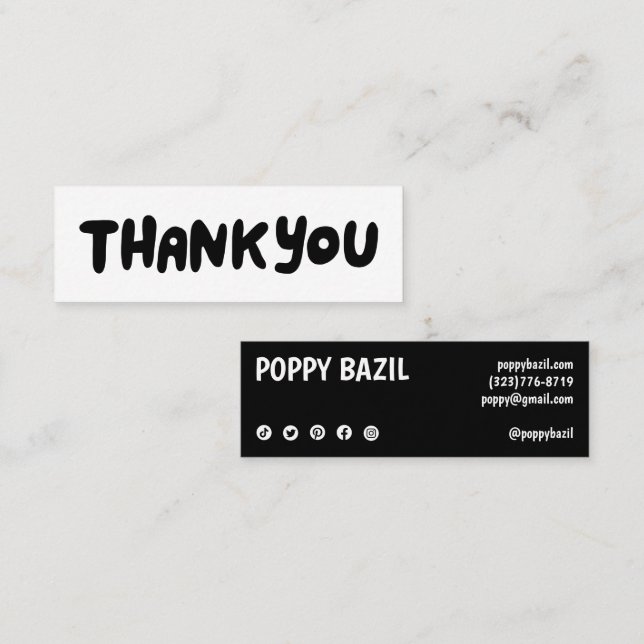 Carte De Visite Mini Merci pour votre commande Médias sociaux Icônes Ch (Devant / Derrière)