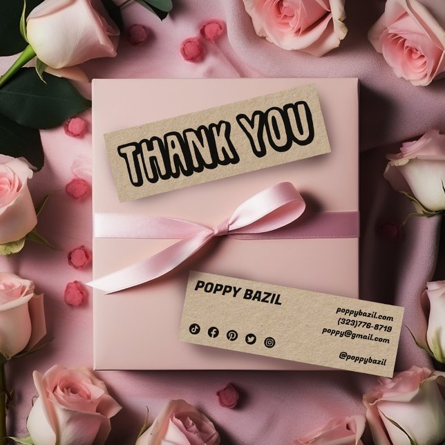 Carte De Visite Mini Merci pour votre commande Médias sociaux Icônes Kr (Thank You for your Order Social Media Icons Kraft Mini Business Card
)