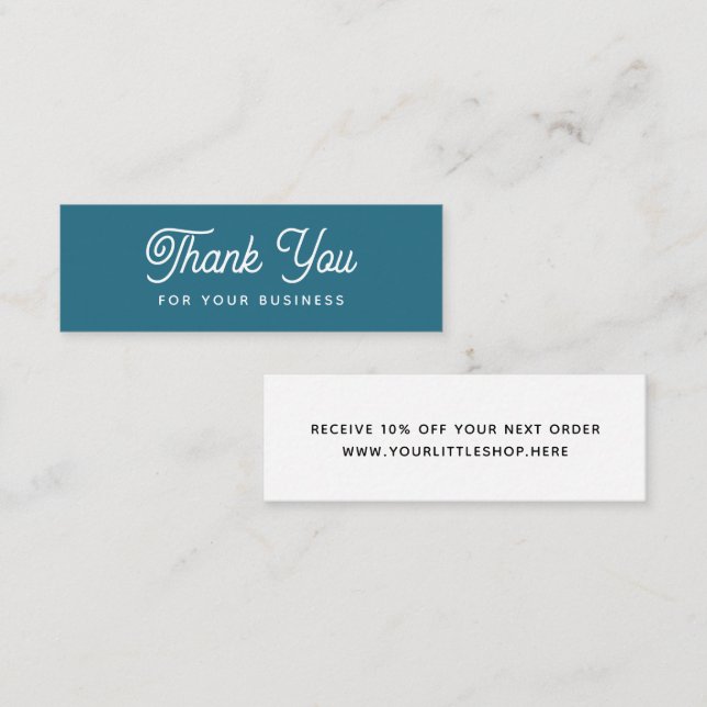 Carte De Visite Mini Merci Pour Votre Entreprise Moderne Turquoise Raba (Devant / Derrière)