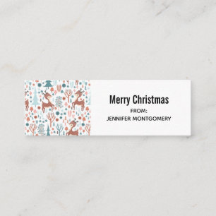 Carte De Visite Mini Mignonne cerf en Forêt Whimsical Noël Motif