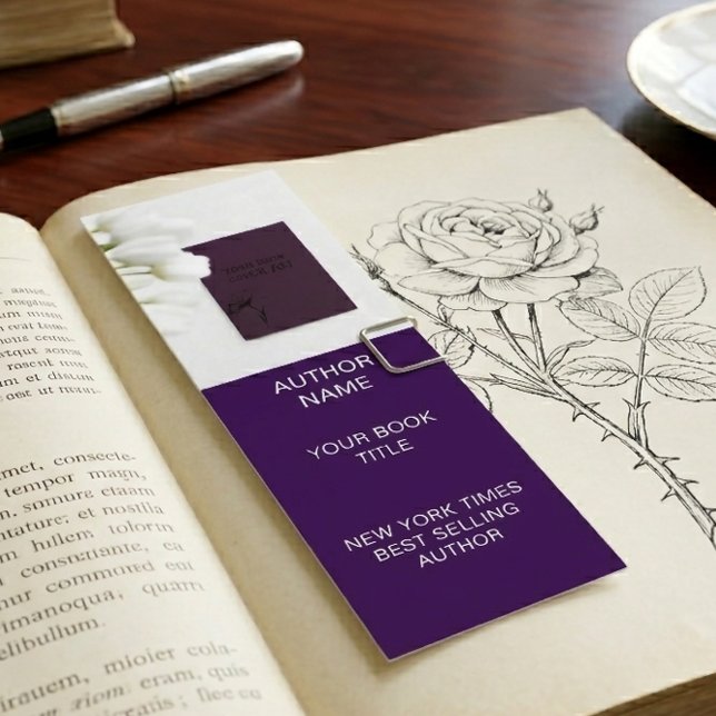 Carte De Visite Mini Minimalist Author Bookmark Template with Book Cove (Créateur téléchargé)
