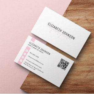 Carte De Visite Mini minimaliste rose doux féminin Code QR simple