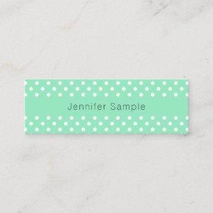 Carte De Visite Mini Mint Green White Dots Moderne Elégant Modèle