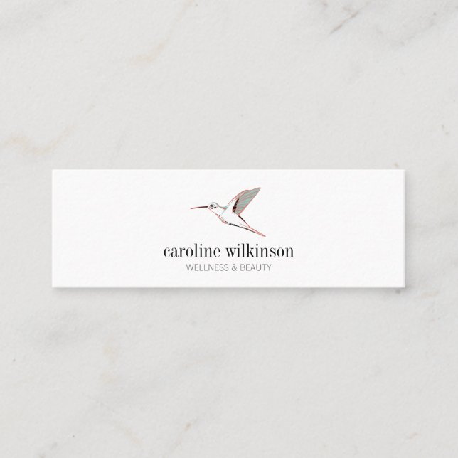 Carte De Visite Mini Mint white red elegant hummingbird illustration (Devant)