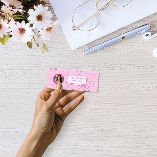 Carte De Visite Mini Minuscules Coeurs rose et blanc Coupons d'amour av