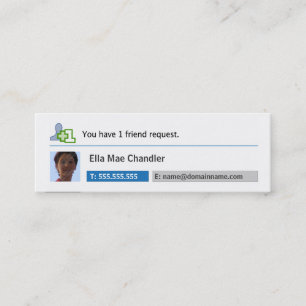 Carte De Visite Mini Mise en réseau sociale - vous avez 1 demande d'ami