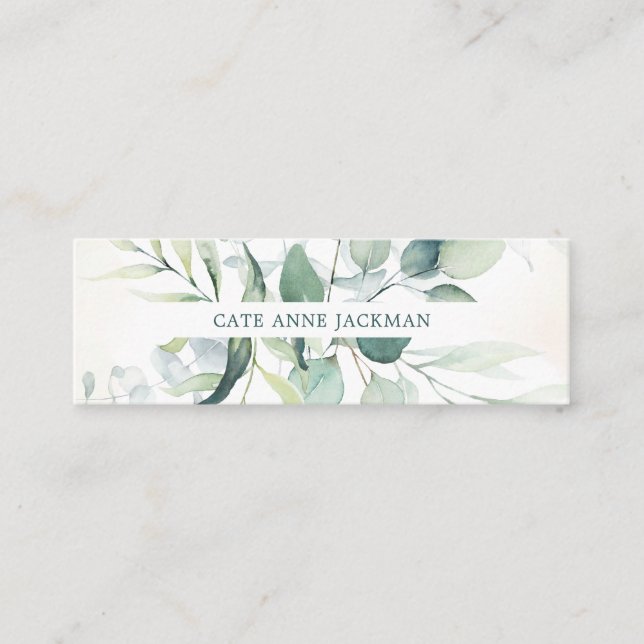 Carte De Visite Mini Modern Botanical Eucalyptus Greenery Elegant (Devant)