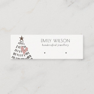 Carte De Visite Mini Modern Scandi Christmas Tree Heart Earring Logo