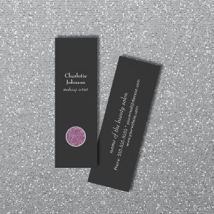 Carte De Visite Mini Moderne Chic Elegant Gris Purple Maquillage Artist